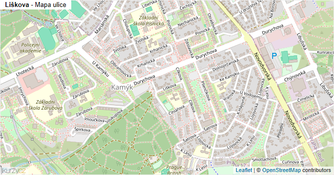 Liškova - mapa ulice