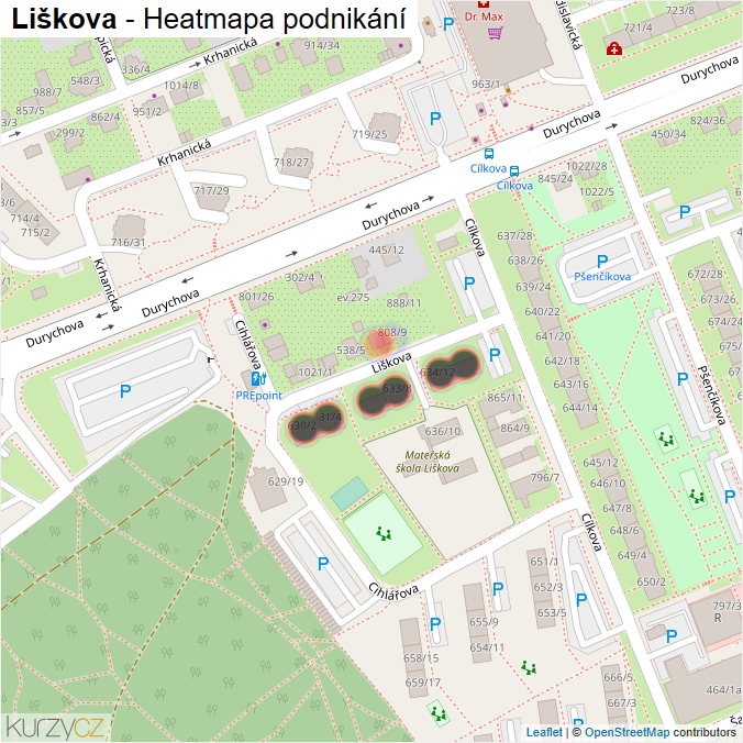 Mapa Liškova - Firmy v ulici.