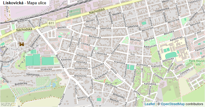 Lískovická - mapa ulice
