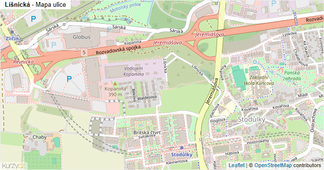 Líšnická - mapa ulice