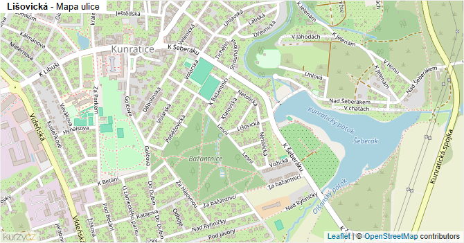 Lišovická - mapa ulice
