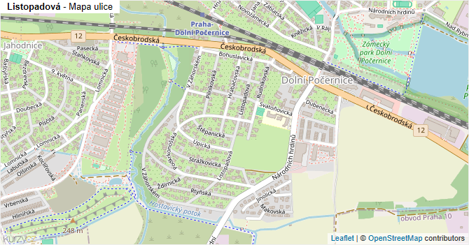 Listopadová - mapa ulice