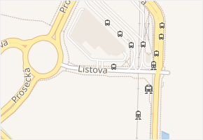 Listova v obci Praha - mapa ulice