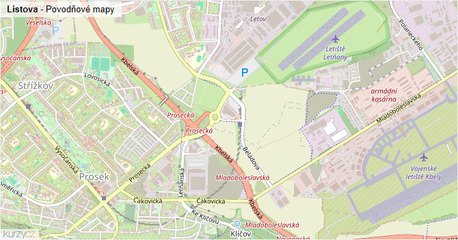 Listova - záplavové mapy stoleté vody