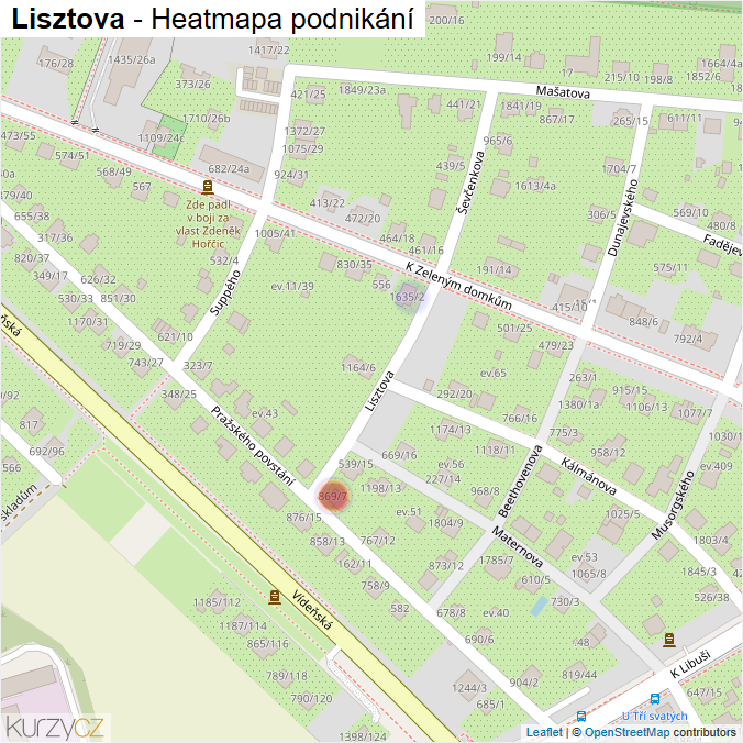 Mapa Lisztova - Firmy v ulici.