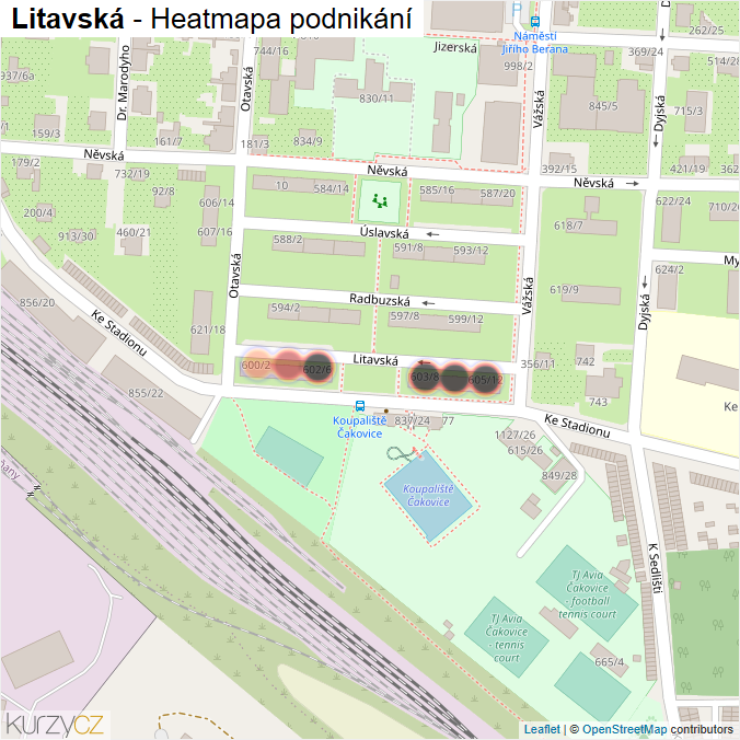 Mapa Litavská - Firmy v ulici.