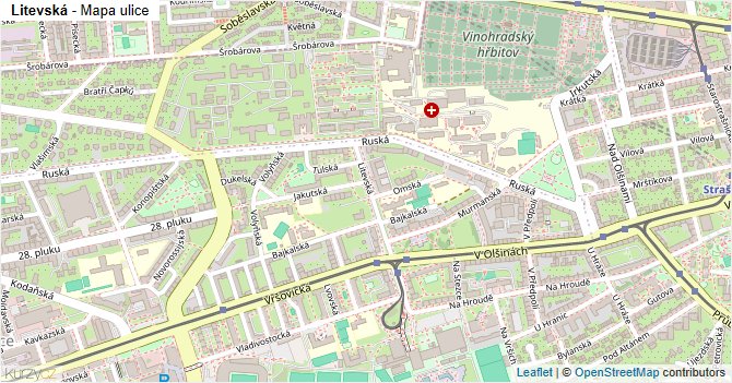 Litevská - mapa ulice