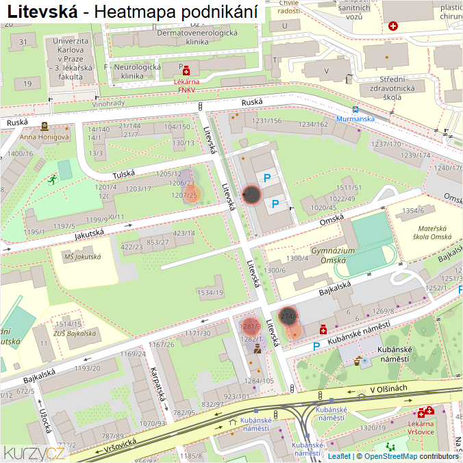Mapa Litevská - Firmy v ulici.
