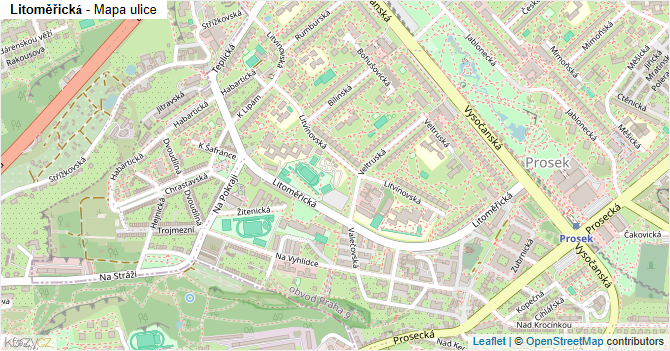 Litoměřická - mapa ulice