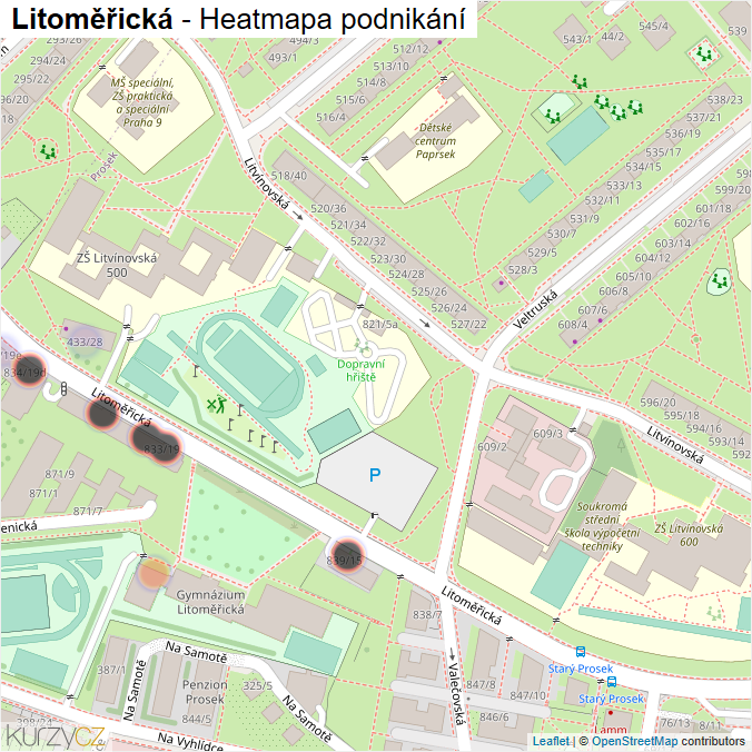 Mapa Litoměřická - Firmy v ulici.