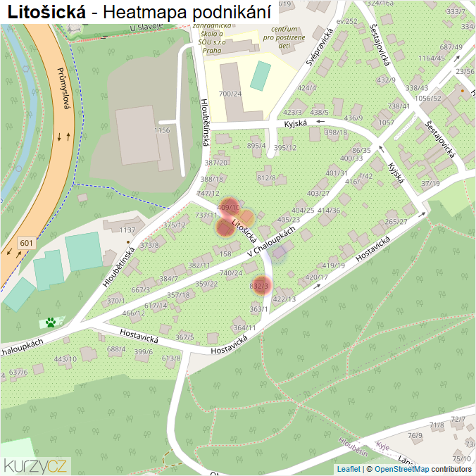 Mapa Litošická - Firmy v ulici.
