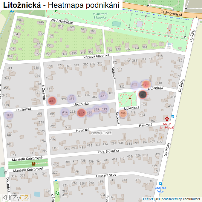 Mapa Litožnická - Firmy v ulici.