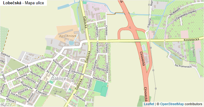 Lobečská - mapa ulice