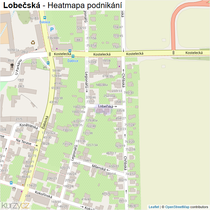 Mapa Lobečská - Firmy v ulici.