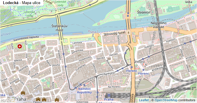 Lodecká - mapa ulice
