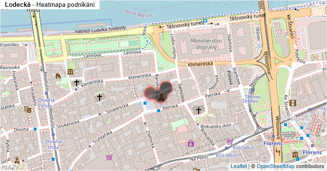 Lodecká - mapa podnikání