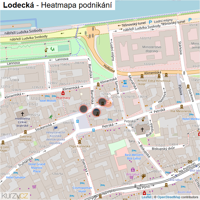Mapa Lodecká - Firmy v ulici.
