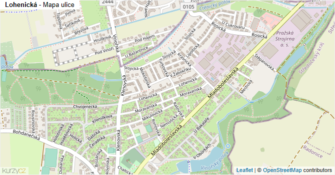 Lohenická - mapa ulice