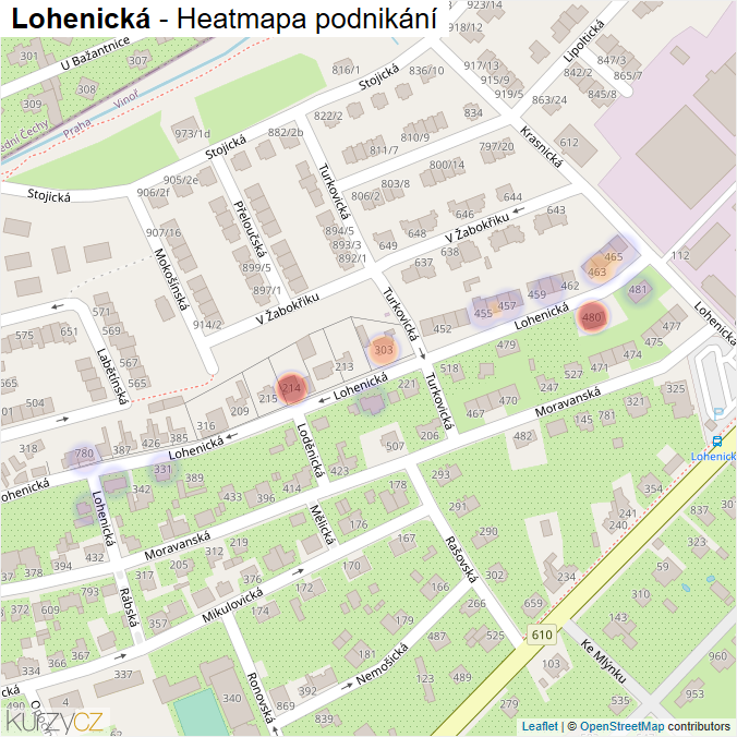 Mapa Lohenická - Firmy v ulici.