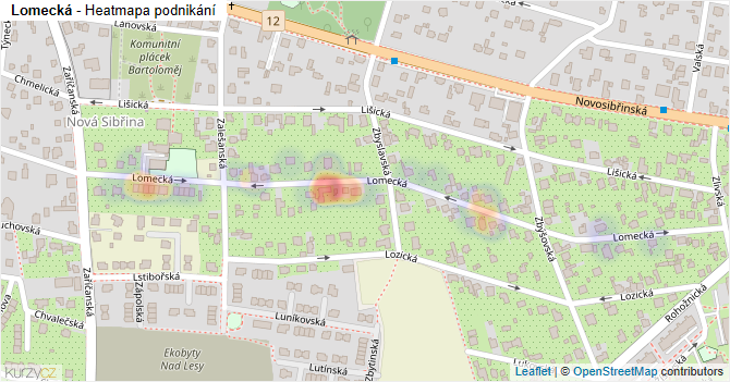 Lomecká - mapa podnikání