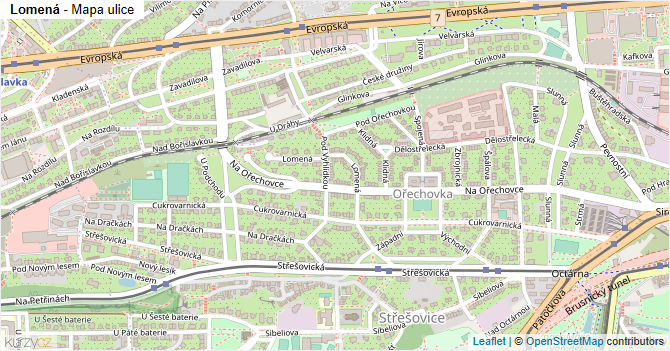 Lomená - mapa ulice