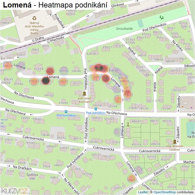 Mapa Lomená - Firmy v ulici.