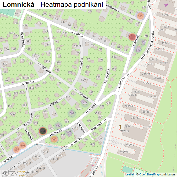 Mapa Lomnická - Firmy v ulici.