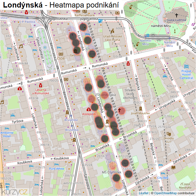 Mapa Londýnská - Firmy v ulici.