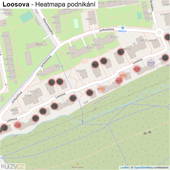 Mapa Loosova - Firmy v ulici.