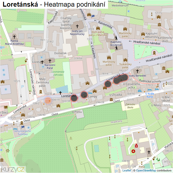 Mapa Loretánská - Firmy v ulici.