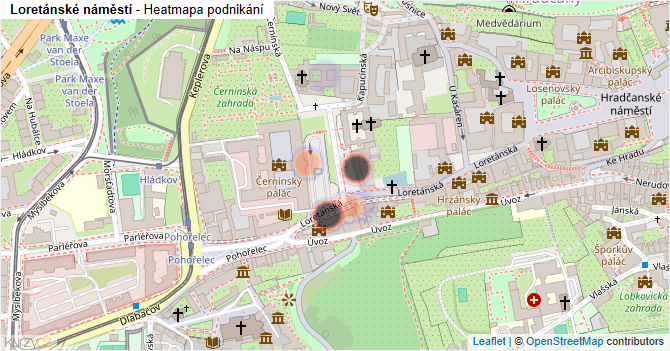Loretánské náměstí - mapa podnikání