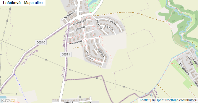 Lošáková - mapa ulice