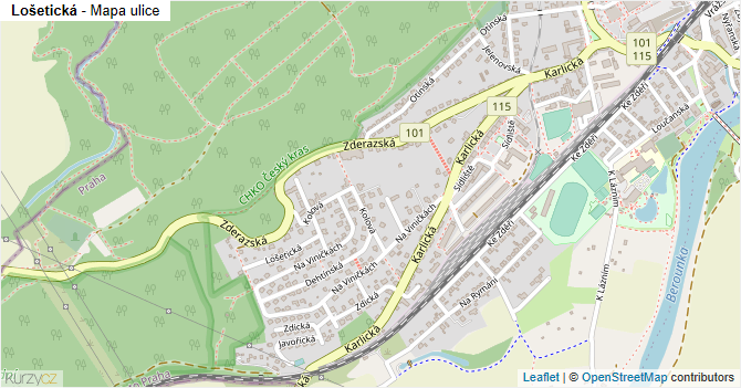 Lošetická - mapa ulice
