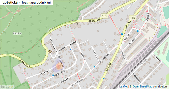 Lošetická - mapa podnikání