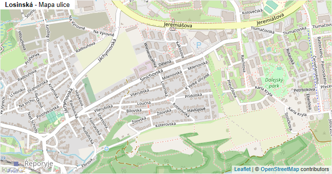 Losinská - mapa ulice