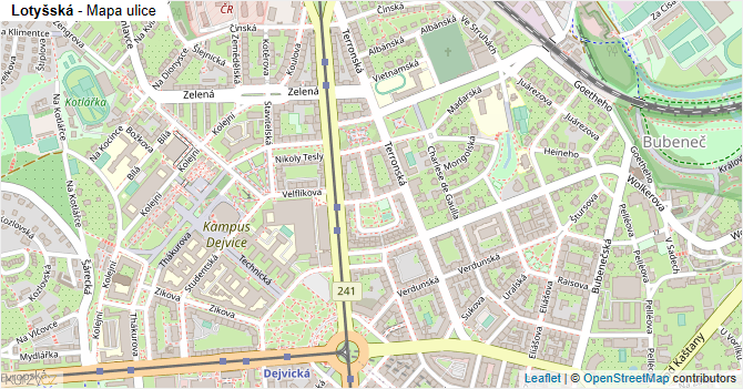 Lotyšská - mapa ulice