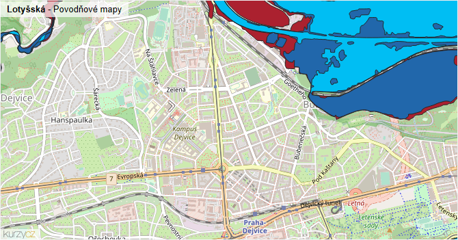 Lotyšská - záplavové mapy stoleté vody