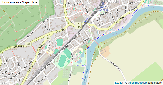 Loučanská - mapa ulice