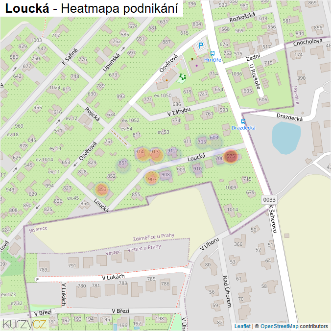 Mapa Loucká - Firmy v ulici.