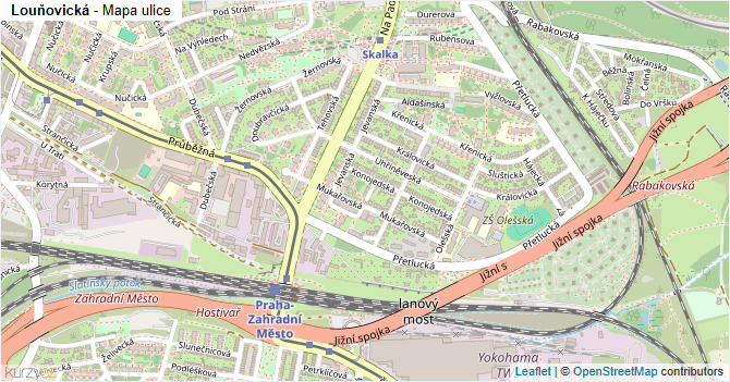 Louňovická - mapa ulice