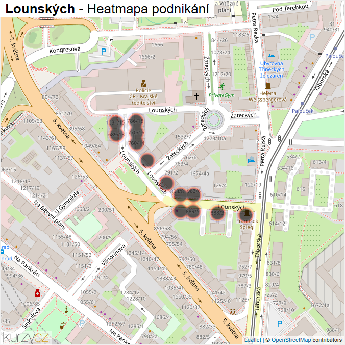 Mapa Lounských - Firmy v ulici.