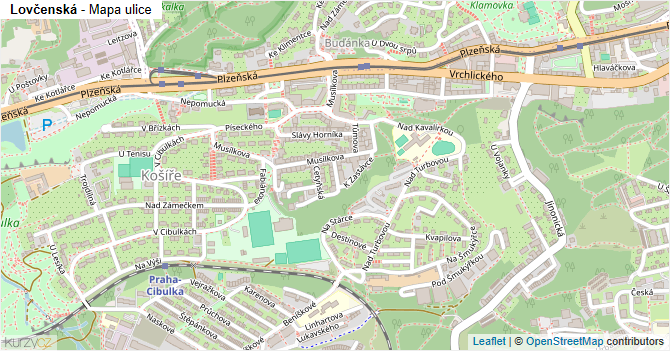 Lovčenská - mapa ulice