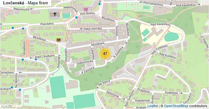 Lovčenská - mapa firem