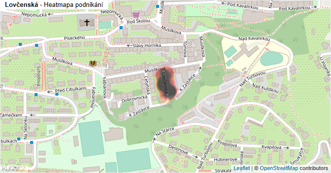 Lovčenská - mapa podnikání