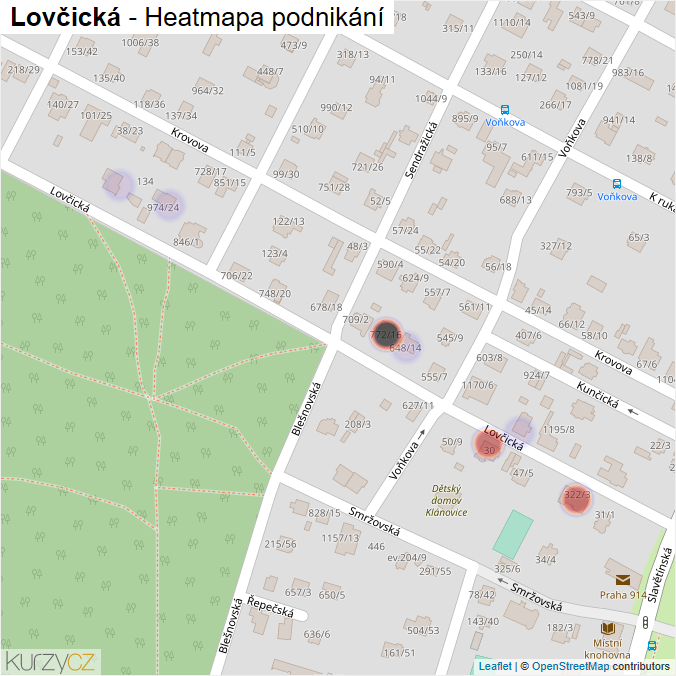 Mapa Lovčická - Firmy v ulici.