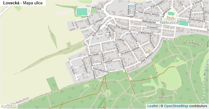 Lovecká - mapa ulice