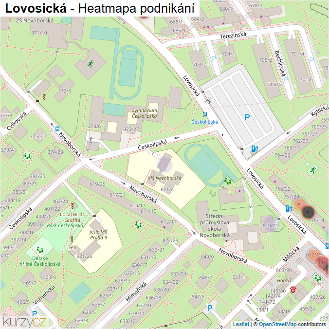 Mapa Lovosická - Firmy v ulici.