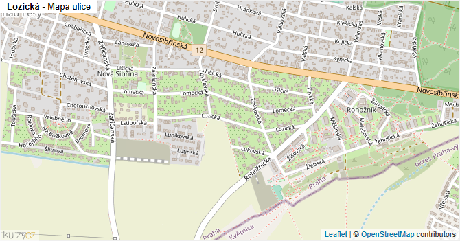 Lozická - mapa ulice