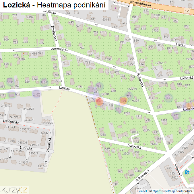 Mapa Lozická - Firmy v ulici.
