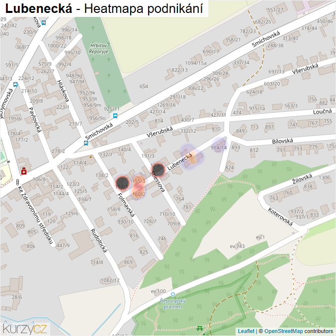 Mapa Lubenecká - Firmy v ulici.